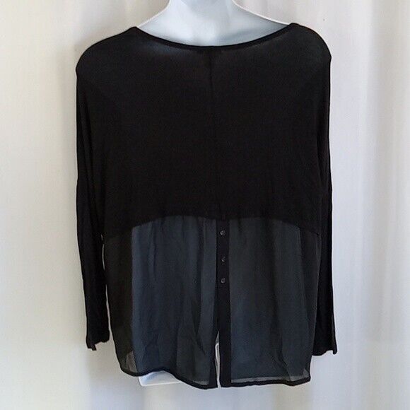 Bozzolo size 2X black shirt bottom half sheer with button embelishment * - Picture 2 of 9
